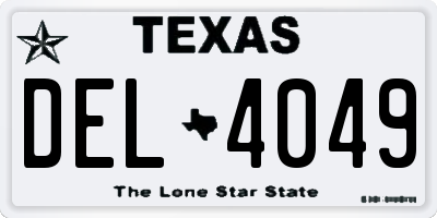 TX license plate DEL4049