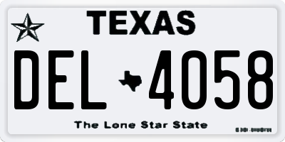 TX license plate DEL4058