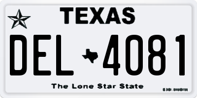 TX license plate DEL4081