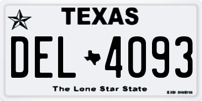 TX license plate DEL4093