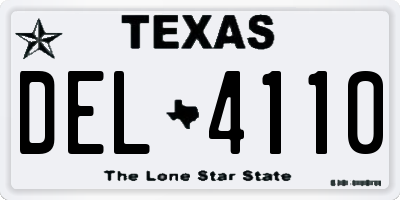 TX license plate DEL4110