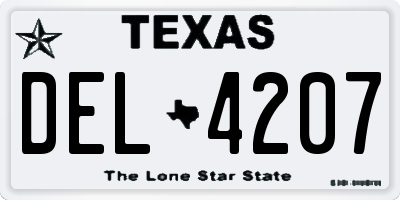 TX license plate DEL4207