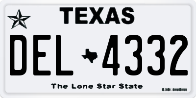 TX license plate DEL4332