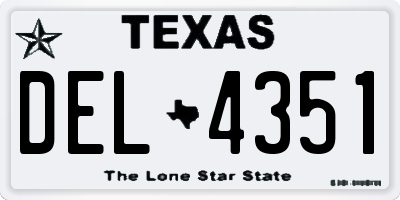TX license plate DEL4351