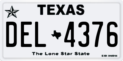 TX license plate DEL4376