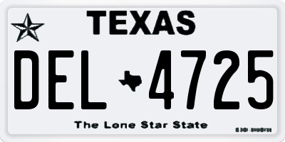 TX license plate DEL4725