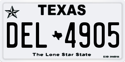 TX license plate DEL4905