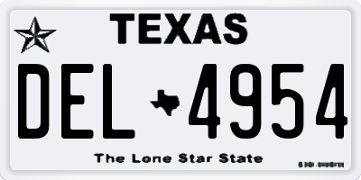 TX license plate DEL4954