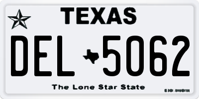 TX license plate DEL5062