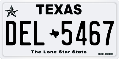 TX license plate DEL5467