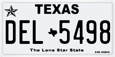 TX license plate DEL5498