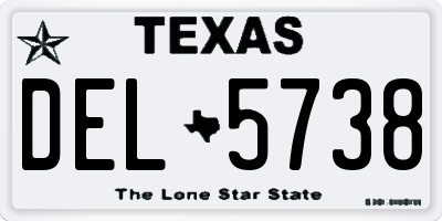 TX license plate DEL5738