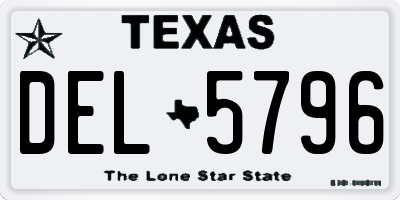 TX license plate DEL5796