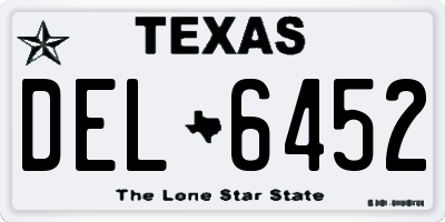 TX license plate DEL6452