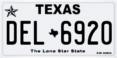 TX license plate DEL6920