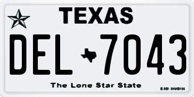 TX license plate DEL7043