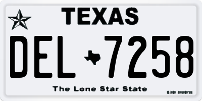 TX license plate DEL7258