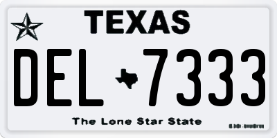TX license plate DEL7333