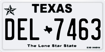 TX license plate DEL7463