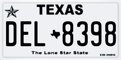 TX license plate DEL8398