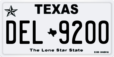 TX license plate DEL9200