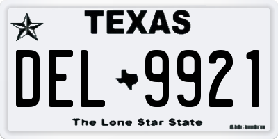 TX license plate DEL9921