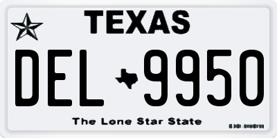TX license plate DEL9950