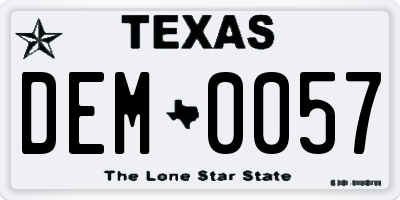 TX license plate DEM0057