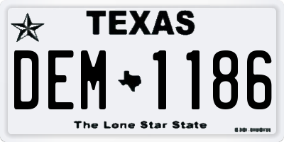 TX license plate DEM1186