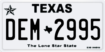 TX license plate DEM2995