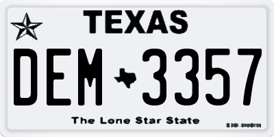 TX license plate DEM3357
