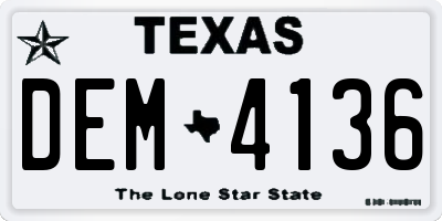 TX license plate DEM4136