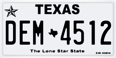 TX license plate DEM4512