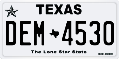 TX license plate DEM4530