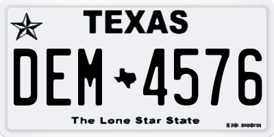 TX license plate DEM4576