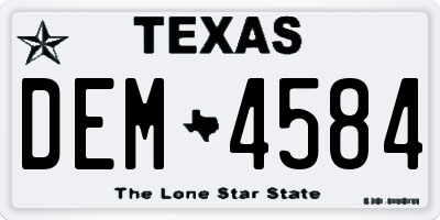 TX license plate DEM4584