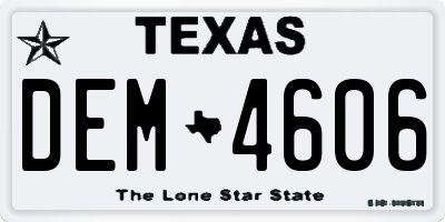 TX license plate DEM4606