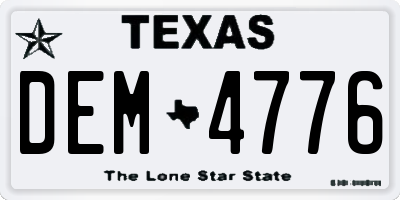 TX license plate DEM4776