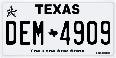 TX license plate DEM4909