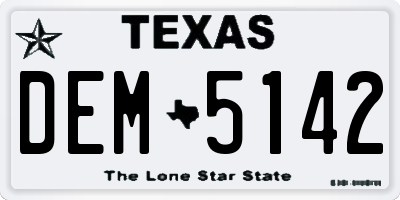 TX license plate DEM5142
