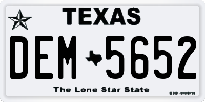 TX license plate DEM5652