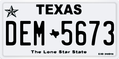 TX license plate DEM5673