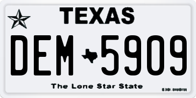 TX license plate DEM5909