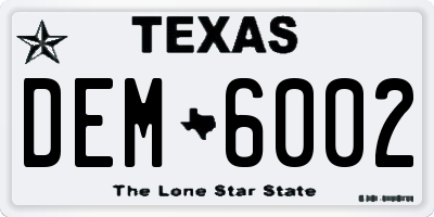 TX license plate DEM6002