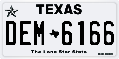 TX license plate DEM6166