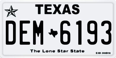 TX license plate DEM6193