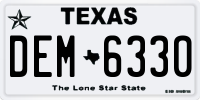 TX license plate DEM6330