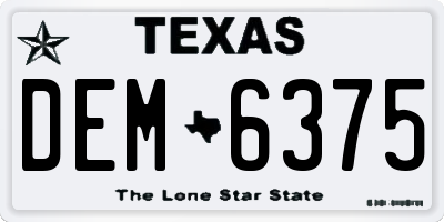 TX license plate DEM6375