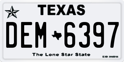TX license plate DEM6397