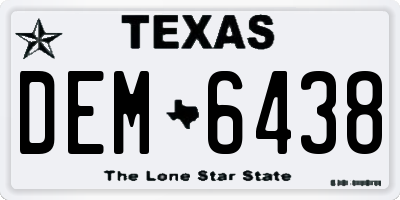 TX license plate DEM6438